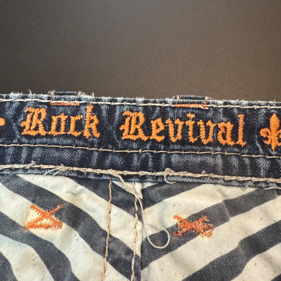 Rock Revival Distress Fad Sraight Jeans Whip Stitched Size 40 - Picture 11 of 15